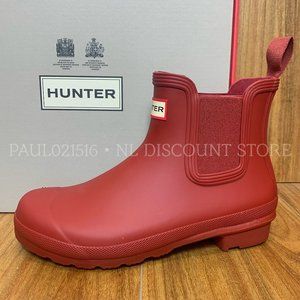HUNTER Women's Original Chelsea Ankle Rain Boots, Military Red